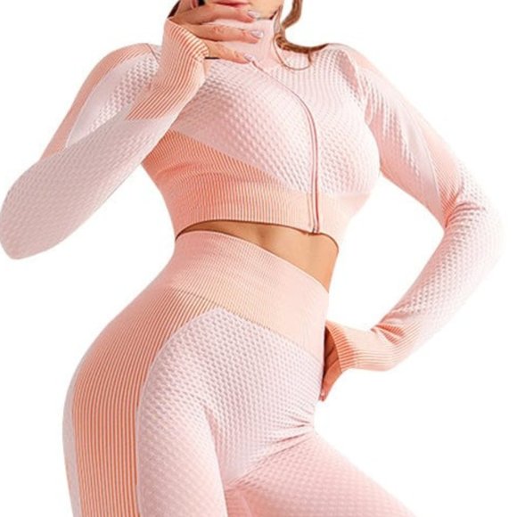 Pink Cropped Activewear Set Jacket - Picture 1 of 3